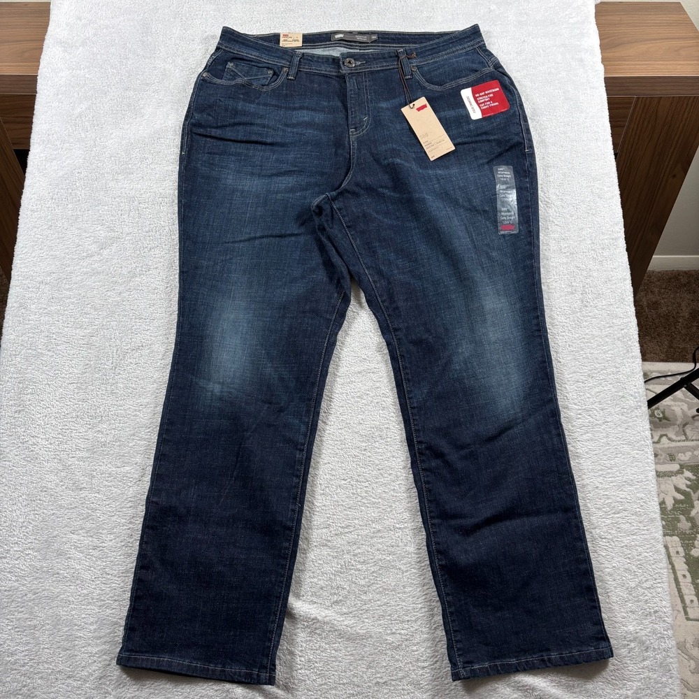 Levis 580 Curvy Jeans Womens 18W Blue Denim‎ Cotton Stretch Dark Wash Straight